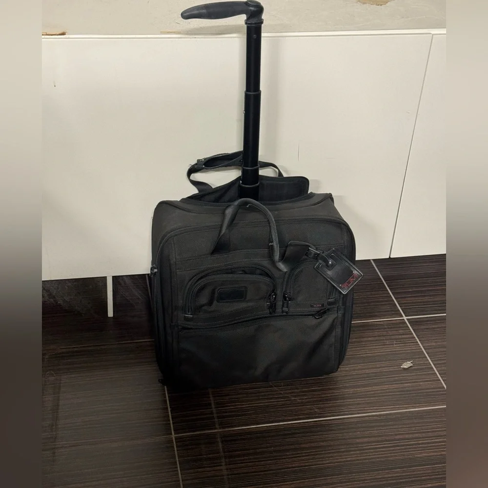 TUMI Black Rolling Briefcase Carry-On Bag